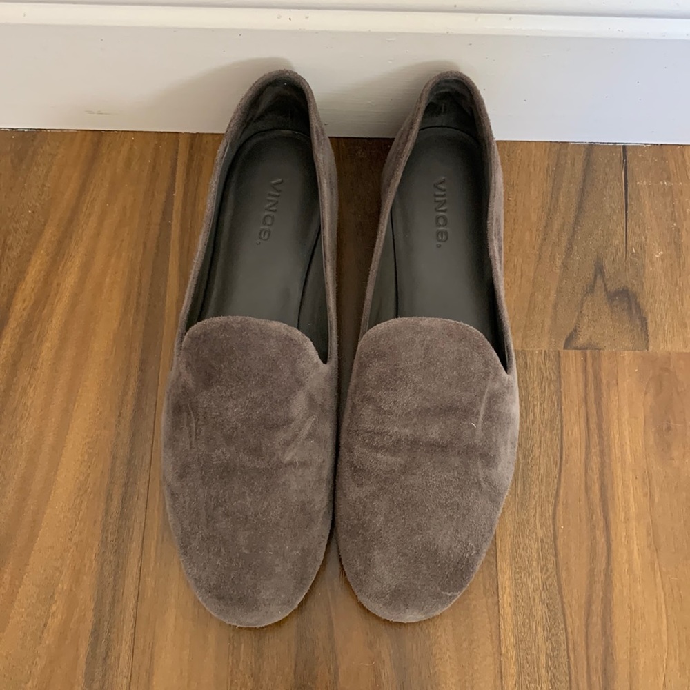Vince Grey Suede Smoking Loafer - Size 7 / EU 37